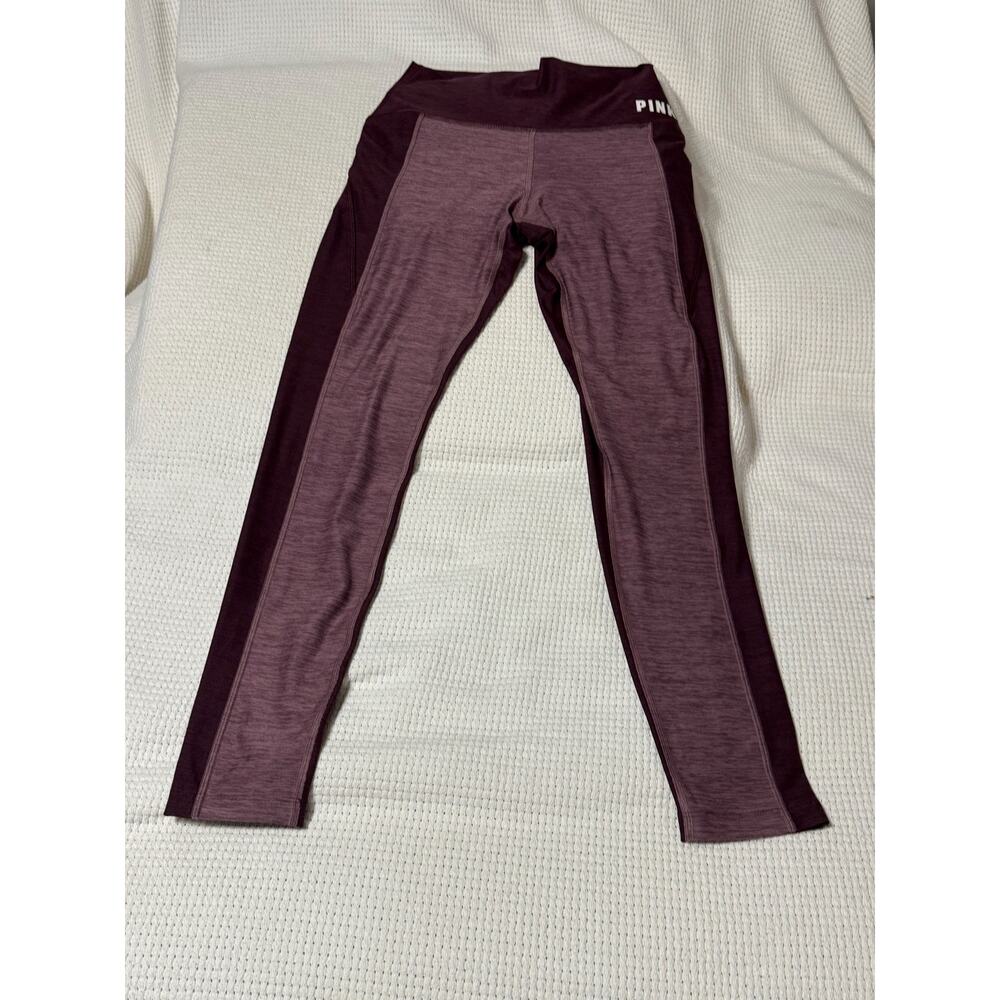 PINK ULTIMATE MJ170 Colorblock Leggings Burgundy/Mauve Medium | Perf - Picture 3 of 6